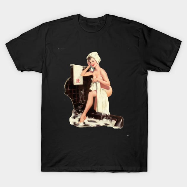 Vintage Pinup Girl Clipart Bath Time T-Shirt by StacysCellar